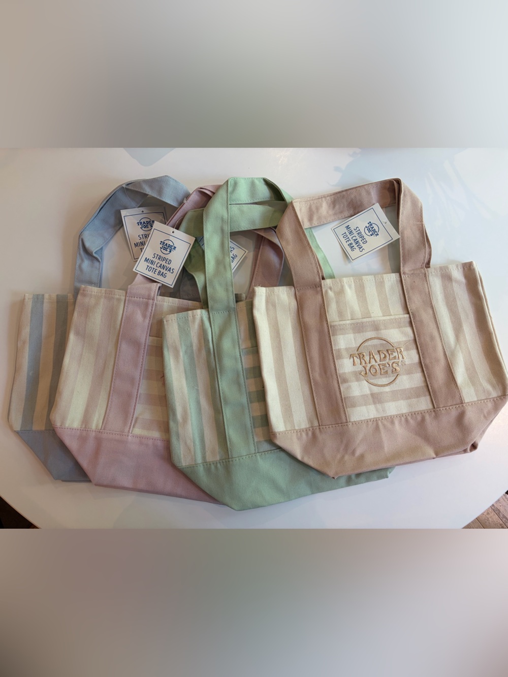 Trader Joe's Stripe Mini Canvas Tote Bags
